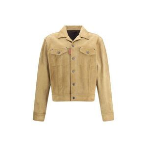 Dsquared² Suede Buttoned Jacket Men Beige Jackets